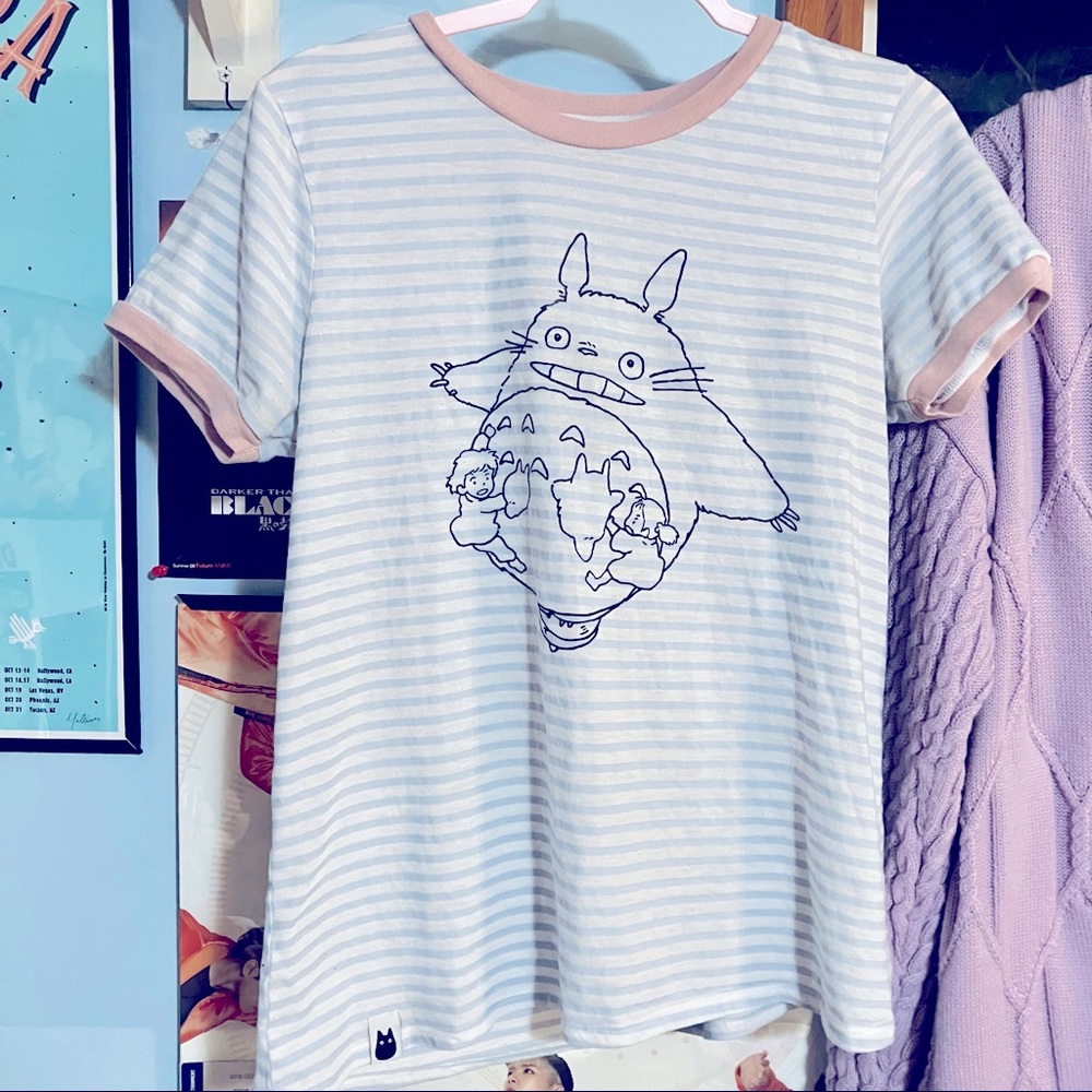 My Neighbor Totoro Studio Ghibli Anime Cute Striped T-shirt